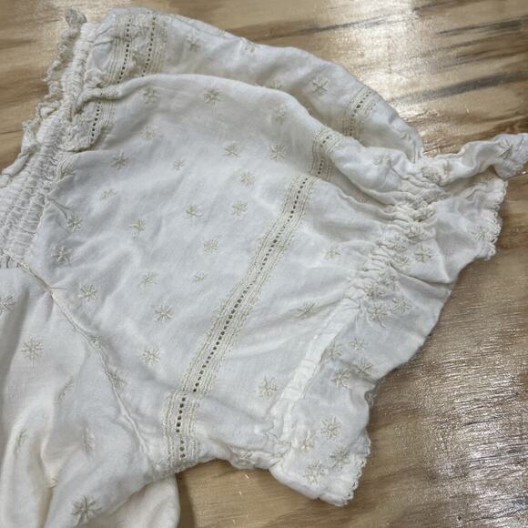 Old Navy Puff Sleeve Tiered Embroidered Mini Dress Ivory Size XL Boho Cottage - Picture 6 of 14